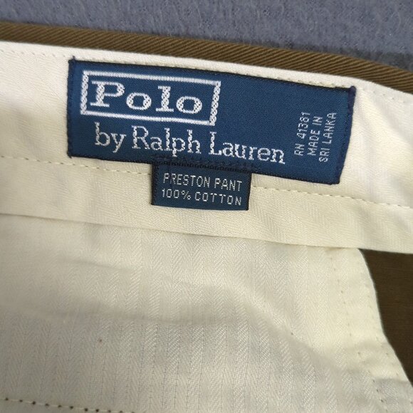 Polo Ralph Lauren Pants Mens 33x32 Olive Brown Cotton Preston Pant Preppy Casual - Picture 8 of 10